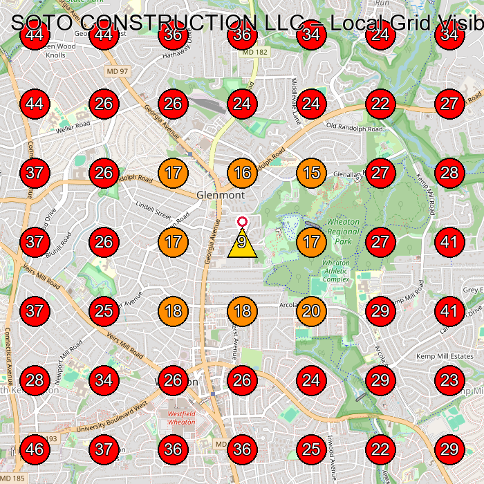 SOTO CONSTRUCTION LLC GeoGrid visibility map for General Contractor in Gaithersburg